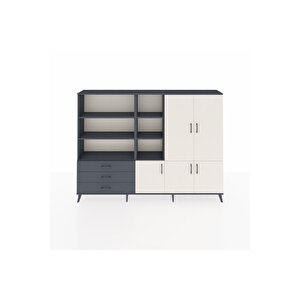 Arges Dolap 11 Raflı 3 Çekmeceli 5 Kapaklı 220x30x163 Antrasit-aytaşı/antrasit