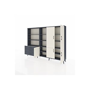 Arges Dolap 11 Raflı 3 Çekmeceli 5 Kapaklı 220x30x163 Antrasit-aytaşı/antrasit