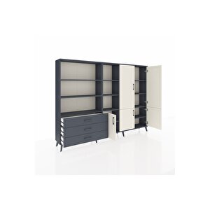 Arges Dolap 11 Raflı 3 Çekmeceli 5 Kapaklı 220x30x163 Antrasit-aytaşı/antrasit