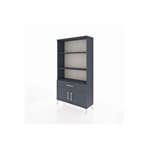 Arges Dolap 3 Raflı Tek Çekmeceli 2 Kapaklı 88x30x163 Antrasit-antrasit