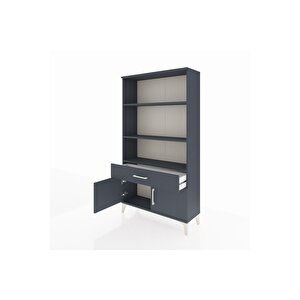 Arges Dolap 3 Raflı Tek Çekmeceli 2 Kapaklı 88x30x163 Antrasit-antrasit