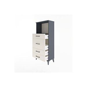 Arges Dolap Tek Raflı 4 Çekmeceli 60x30x134 Antrasit-aytaşı