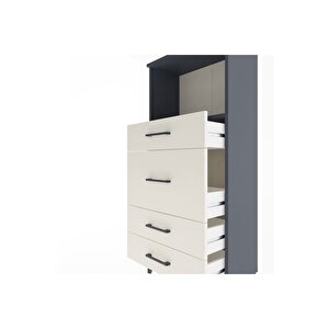 Arges Dolap Tek Raflı 4 Çekmeceli 60x30x134 Antrasit-aytaşı