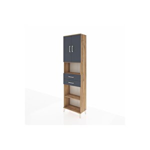 Arges Dolap 4 Raflı 2 Çekmeceli 2 Kapaklı 60x30x221 Çam-antrasit