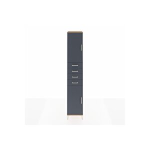 Hyperion Dolap 4 Raflı 4 Çekmeceli 2 Kapaklı 44x44x243 Çam-antrasit