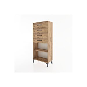 Hyperion Dolap Tek Raflı 4 Çekmeceli 60x44x134 Çam-çam