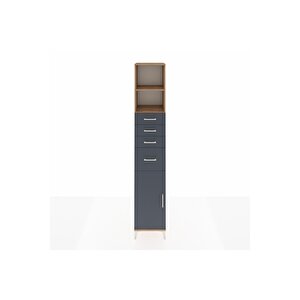 Hyperion Dolap 3 Raflı 4 Çekmeceli Tek Kapaklı 44x44x243 Çam-antrasit