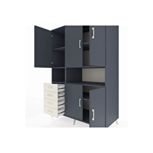 Kronos Dolap 7 Raflı 4 Çekmeceli 5 Kapaklı 132x59x195 Antrasit-antrasit/aytaşı