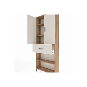 Arges Dolap 4 Raflı Tek Çekmeceli 2 Kapaklı 88x30x221 Çam-aytaşı