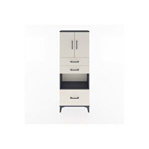 Arges Dolap 3 Raflı 3 Çekmeceli 2 Kapaklı 60x30x163 Antrasit-aytaşı