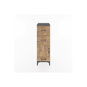 Hyperion Dolap Tek Raflı 3 Çekmeceli Tek Kapaklı 44x44x134 Antrasit-çam