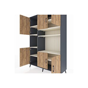 Hyperion Dolap 9 Raflı 6 Kapaklı 132x44x195 Antrasit-çam/aytaşı