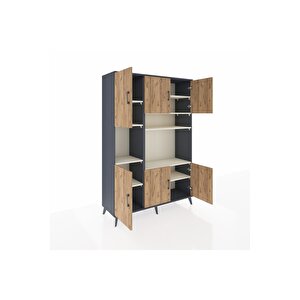 Hyperion Dolap 9 Raflı 6 Kapaklı 132x44x195 Antrasit-çam/aytaşı
