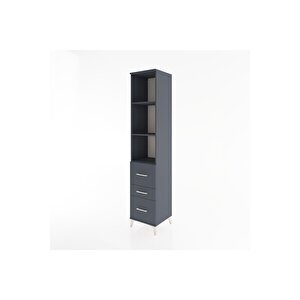 Hyperion Dolap 3 Raflı 3 Çekmeceli 44x44x221 Antrasit-antrasit