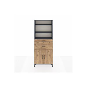 Arges Dolap 4 Raflı 2 Çekmeceli 2 Kapaklı 88x30x221 Antrasit-çam