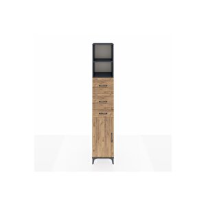 Hyperion Dolap 3 Raflı 3 Çekmeceli Tek Kapaklı 44x44x243 Antrasit-çam