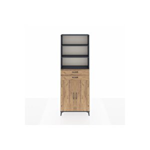 Arges Dolap 4 Raflı 2 Çekmeceli 2 Kapaklı 88x30x243 Antrasit-çam