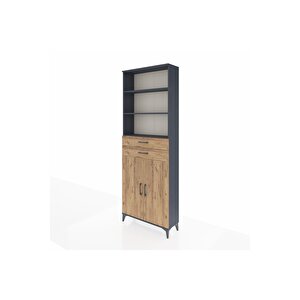 Arges Dolap 4 Raflı 2 Çekmeceli 2 Kapaklı 88x30x243 Antrasit-çam