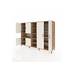 Kronos Dolap 13 Raflı 6 Kapaklı 220x59x163 Çam-aytaşı/çam