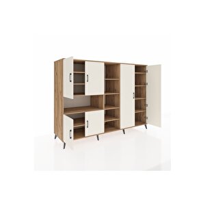 Kronos Dolap 13 Raflı 6 Kapaklı 220x59x163 Çam-aytaşı/çam