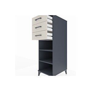 Kronos Dolap 2 Raflı 3 Çekmeceli 44x59x134 Antrasit-aytaşı