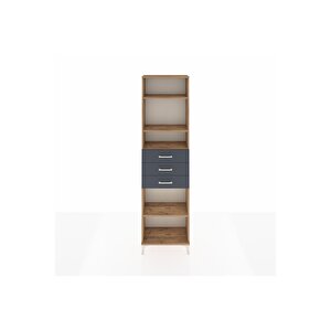 Arges Dolap 4 Raflı 3 Çekmeceli 60x30x221 Çam-antrasit