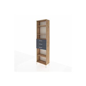 Arges Dolap 4 Raflı 3 Çekmeceli 60x30x221 Çam-antrasit