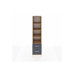 Hyperion Dolap 4 Raflı 2 Çekmeceli 44x44x195 Çam-antrasit