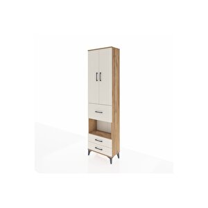 Arges Dolap 4 Raflı 3 Çekmeceli 2 Kapaklı 60x30x221 Çam-aytaşı