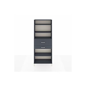 Arges Dolap 4 Raflı 2 Çekmeceli 88x30x221 Antrasit-antrasit