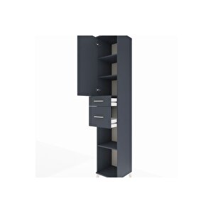 Hyperion Dolap 4 Raflı 2 Çekmeceli Tek Kapaklı 44x44x243 Antrasit-antrasit