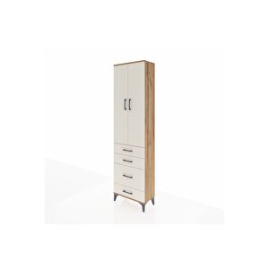 Arges Dolap 2 Raflı 4 Çekmeceli Tek Askılı 60x30x221 Çam-aytaşı