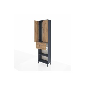 Arges Dolap 2 Raflı Tek Çekmeceli Tek Askılı 60x30x221 Antrasit-çam