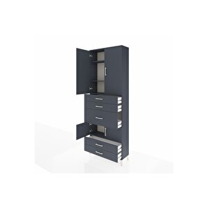 Arges Dolap 4 Raflı 5 Çekmeceli 4 Kapaklı 88x30x243 Antrasit-antrasit