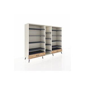 Hyperion Dolap 14 Raflı 2 Çekmeceli  220x44x163 Aytaşı-antrasit/çam