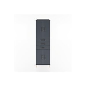 Hyperion Dolap 3 Raflı 3 Çekmeceli 4 Kapaklı 60x44x195 Antrasit-antrasit