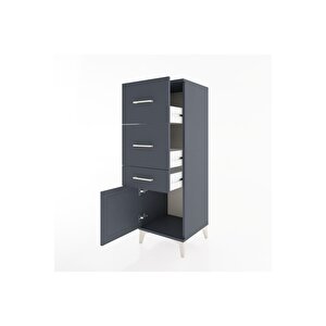 Hyperion Dolap 3 Çekmeceli Tek Kapaklı 44x44x134 Antrasit-antrasit