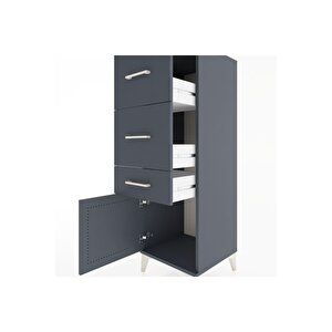 Hyperion Dolap 3 Çekmeceli Tek Kapaklı 44x44x134 Antrasit-antrasit