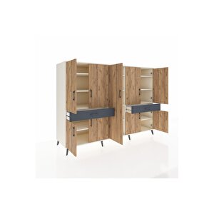 Kronos Dolap 12 Raflı 2 Çekmeceli 8 Kapaklı 220x59x163 Aytaşı-çam/antrasit