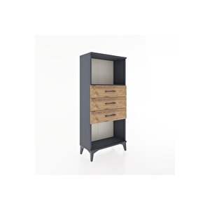 Hyperion Dolap Tek Raflı 3 Çekmeceli 60x44x134 Antrasit-çam