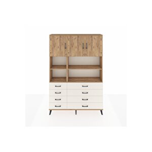 Arges Dolap 8 Raflı 8 Çekmeceli 3 Kapaklı 132x30x195 Çam-çam/aytaşı