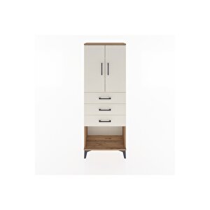 Arges Dolap 3 Raflı 3 Çekmeceli 2 Kapaklı 60x30x163 Çam-aytaşı