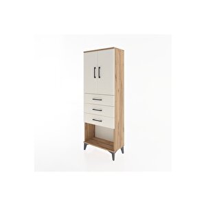 Arges Dolap 3 Raflı 3 Çekmeceli 2 Kapaklı 60x30x163 Çam-aytaşı