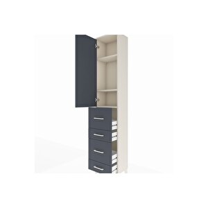 Arges Dolap 3 Raflı 4 Çekmeceli Tek Kapaklı 44x30x221 Aytaşı-antrasit