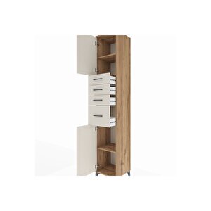 Hyperion Dolap 3 Raflı 4 Çekmeceli 2 Kapaklı 44x44x243 Çam-aytaşı