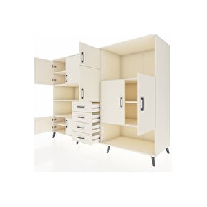 Kronos Dolap 10 Raflı 4 Çekmeceli 8 Kapaklı 220x59x163 Aytaşı-aytaşı