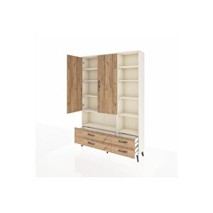 Arges Gardrop 10 Raflı 4 Çekmeceli 2 Kapaklı 132x30x195 Aytaşı-çam