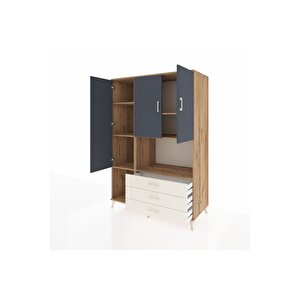 Kronos Dolap 6 Raflı 3 Çekmeceli 3 Kapaklı 132x59x195 Çam-antrasit/aytaşı