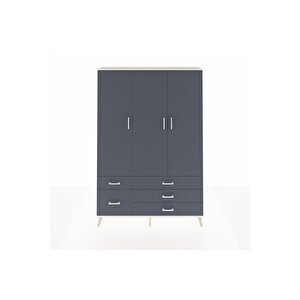 Arges Gardrop 5 Raflı 5 Çekmeceli Tek Askılı 132x30x195 Aytaşı-antrasit