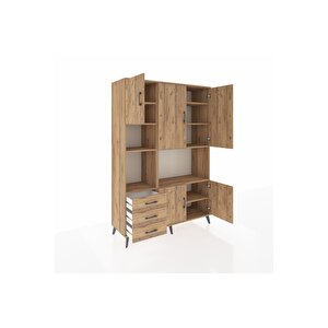 Hyperion Gardrop 9 Raflı 3 Çekmeceli 5 Kapaklı 132x44x195 Çam-çam